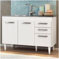 Balcão Gabinete de Pia 120cm Suécia 03 Portas 02 Gavetas - 9