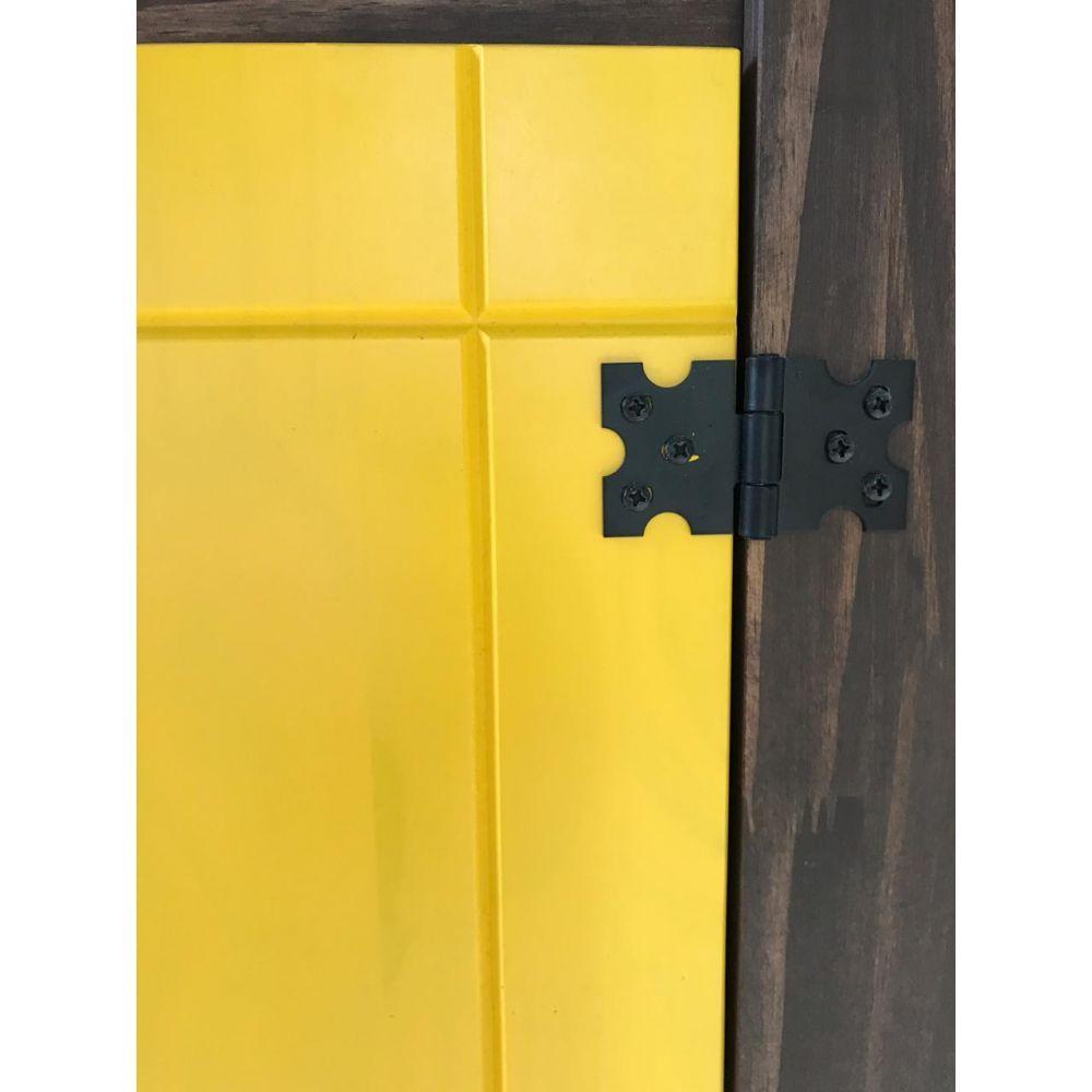 Balcão Multiuso Forno/micro com Detalhes em Amarelo de Madeira Maciça Móveis Rio Negrinho - 3