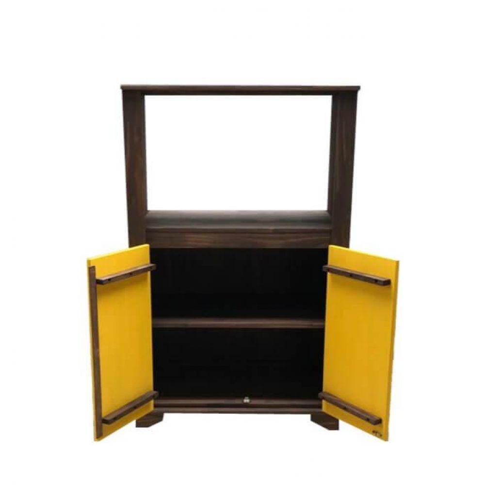 Balcão Multiuso Forno/micro com Detalhes em Amarelo de Madeira Maciça Móveis Rio Negrinho - 4