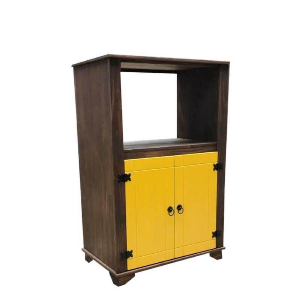 Balcão Multiuso Forno/micro com Detalhes em Amarelo de Madeira Maciça Móveis Rio Negrinho - 8