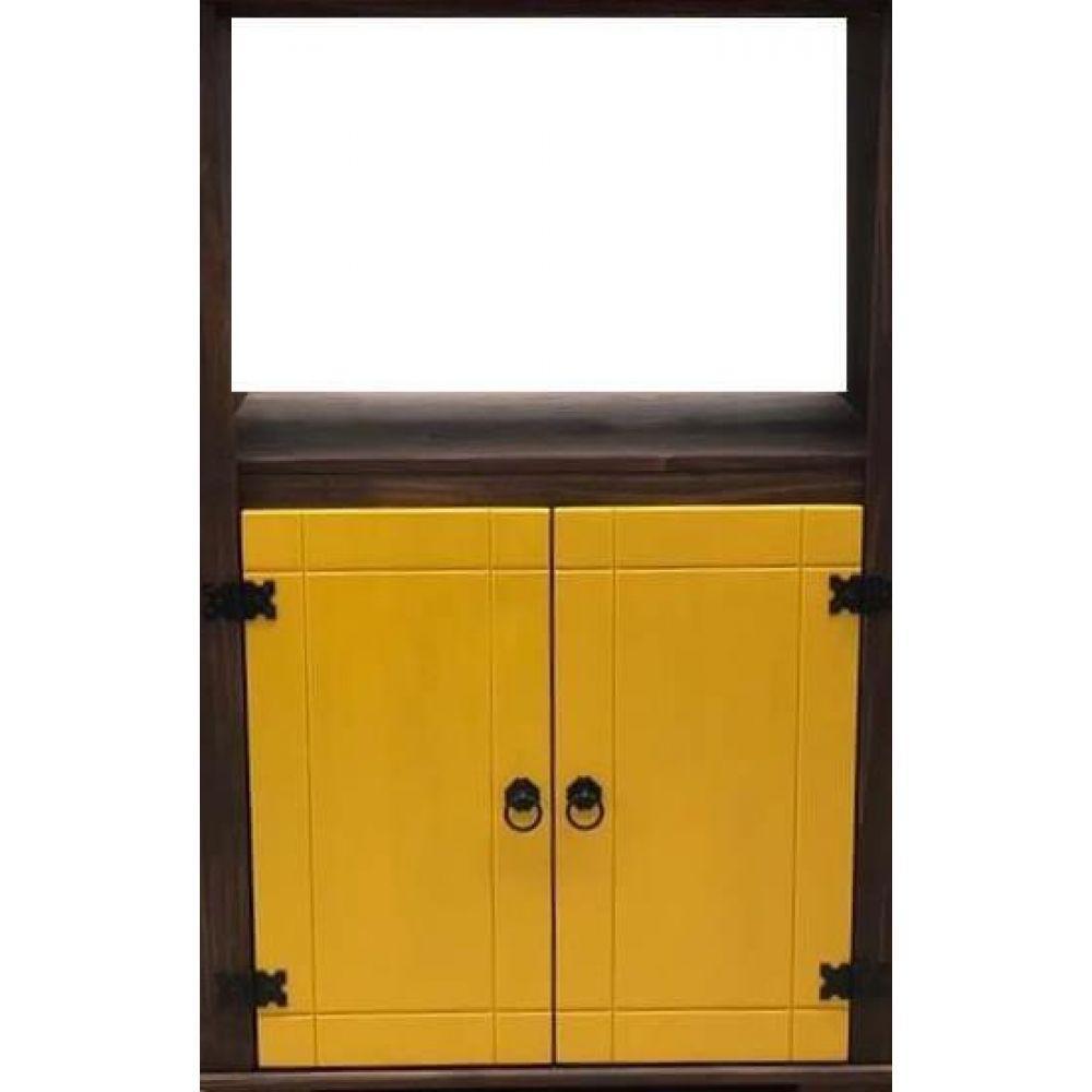 Balcão Multiuso Forno/micro com Detalhes em Amarelo de Madeira Maciça Móveis Rio Negrinho - 9