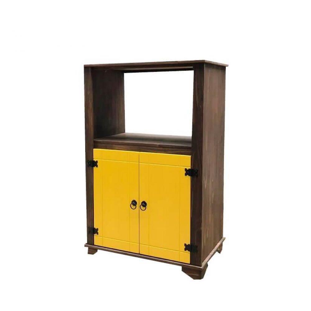 Balcão Multiuso Forno/micro com Detalhes em Amarelo de Madeira Maciça Móveis Rio Negrinho - 10
