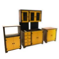 Balcão Multiuso Forno/micro com Detalhes em Amarelo de Madeira Maciça Móveis Rio Negrinho - 5