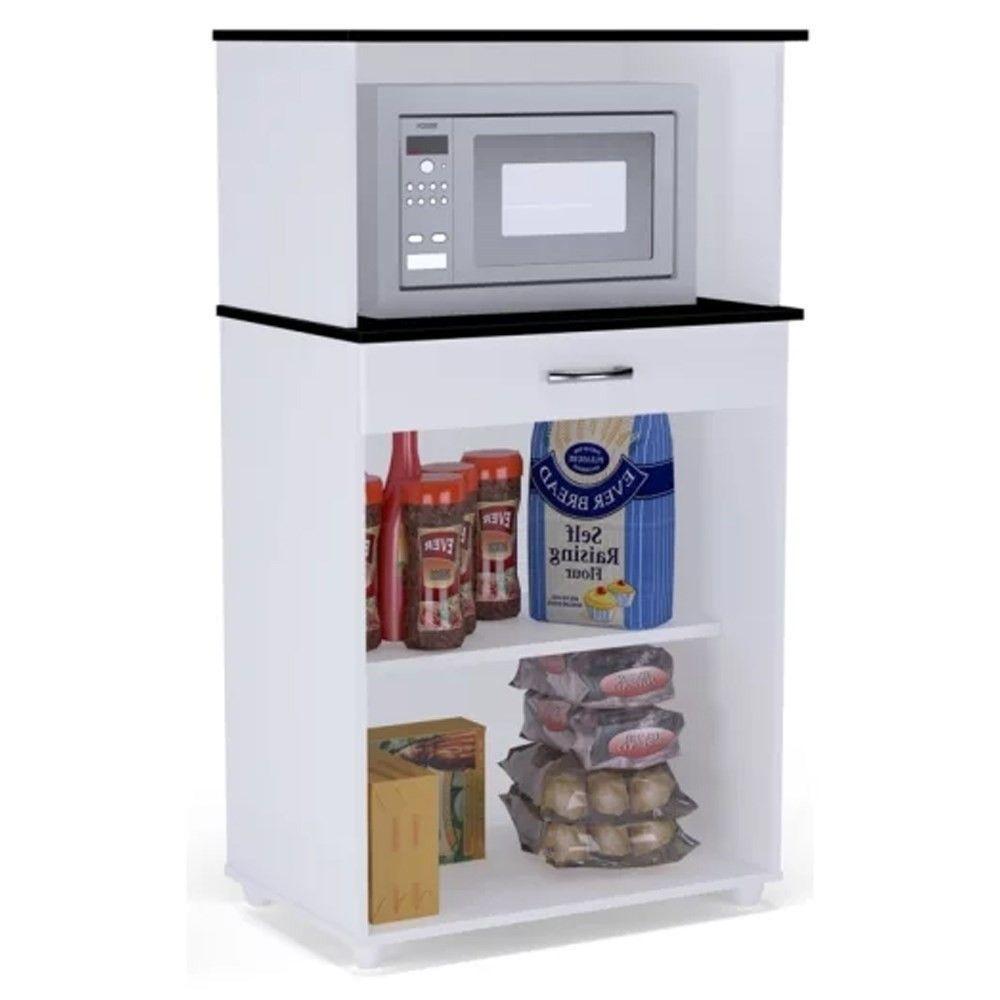 Kit 2 Balcões Cozinha 2 Portas Carina Branco/Preto AjlMóveis - 6