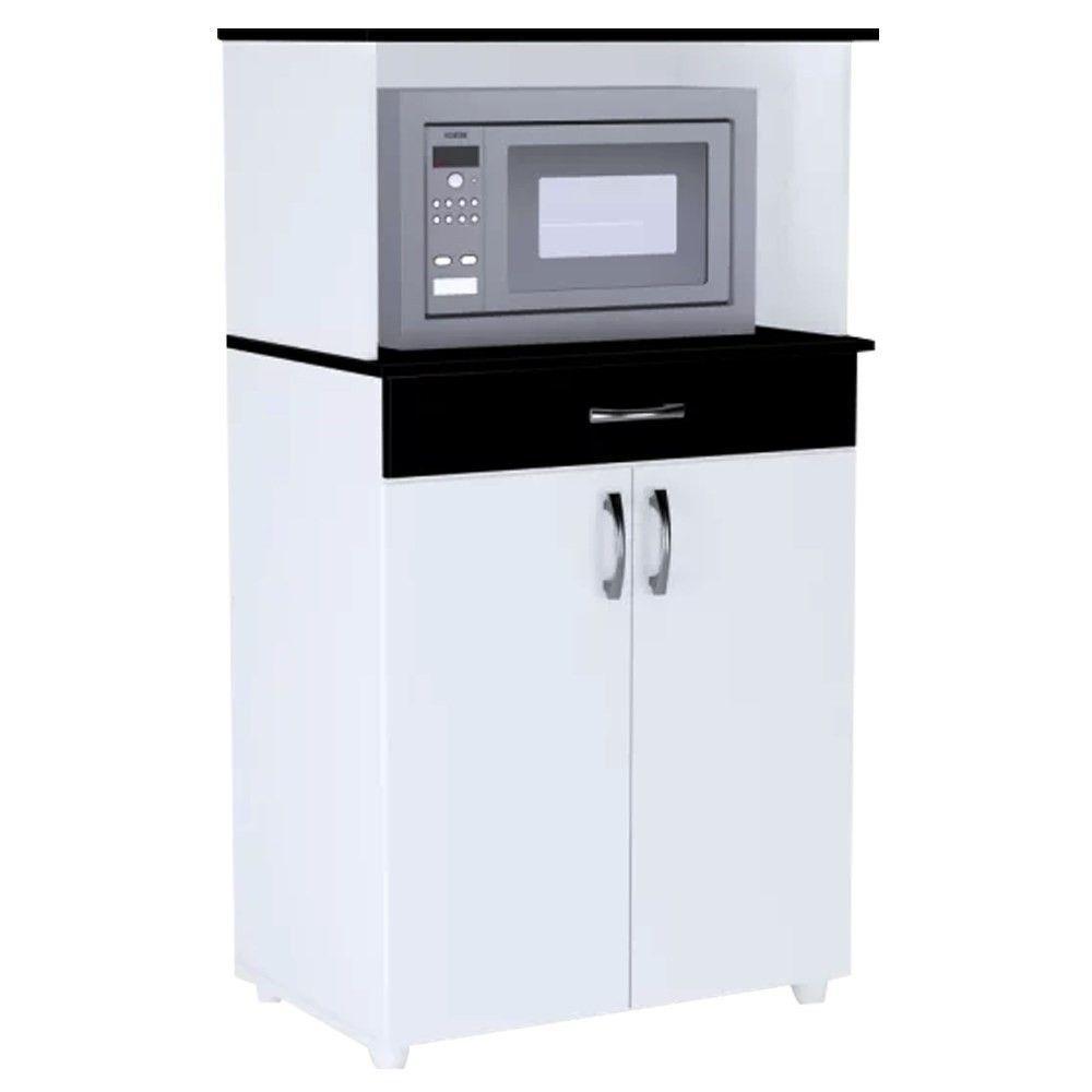 Kit 2 Balcões Cozinha 2 Portas Carina Branco/Preto AjlMóveis - 8