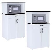 Kit 2 Balcões Cozinha 2 Portas Carina Branco/Preto AjlMóveis