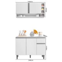 Balcão Gabinete De Cozinha E Armário Aéreo Vanessa Branco - Desk Design - 2