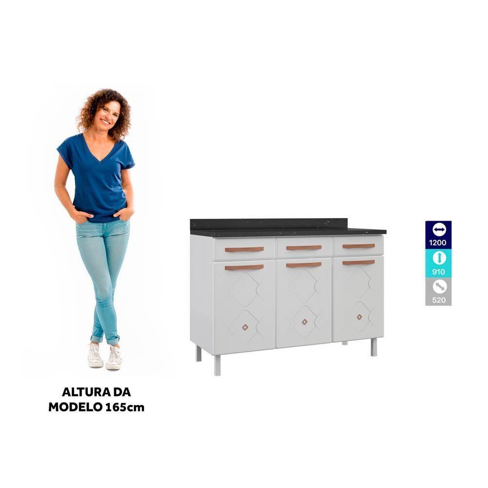 Balcão Gabinete Cozinha Aço Telasul Mirage New C/tampo - 7