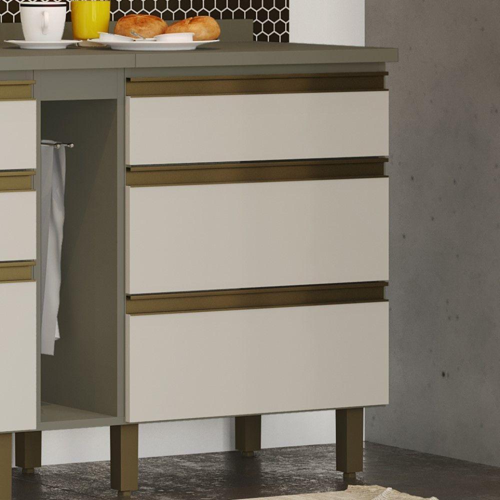 Balcão 03 Gavetas 60 Cm Connect Henn Duna Com Cristal - 1