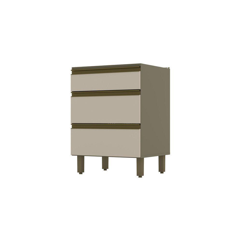 Balcão 03 Gavetas 60 Cm Connect Henn Duna Com Cristal - 2