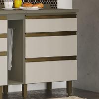 Balcão 03 Gavetas 60 Cm Connect Henn Duna Com Cristal - 1