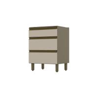 Balcão 03 Gavetas 60 Cm Connect Henn Duna Com Cristal - 2