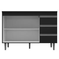 Balcão Gabinete Cozinha 100cm Com Tampo 2 Portas Preto - 2