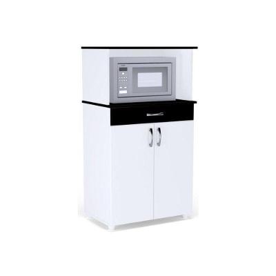 Balcão Multiuso para Cozinha 02 Portas Carina Branco Preto