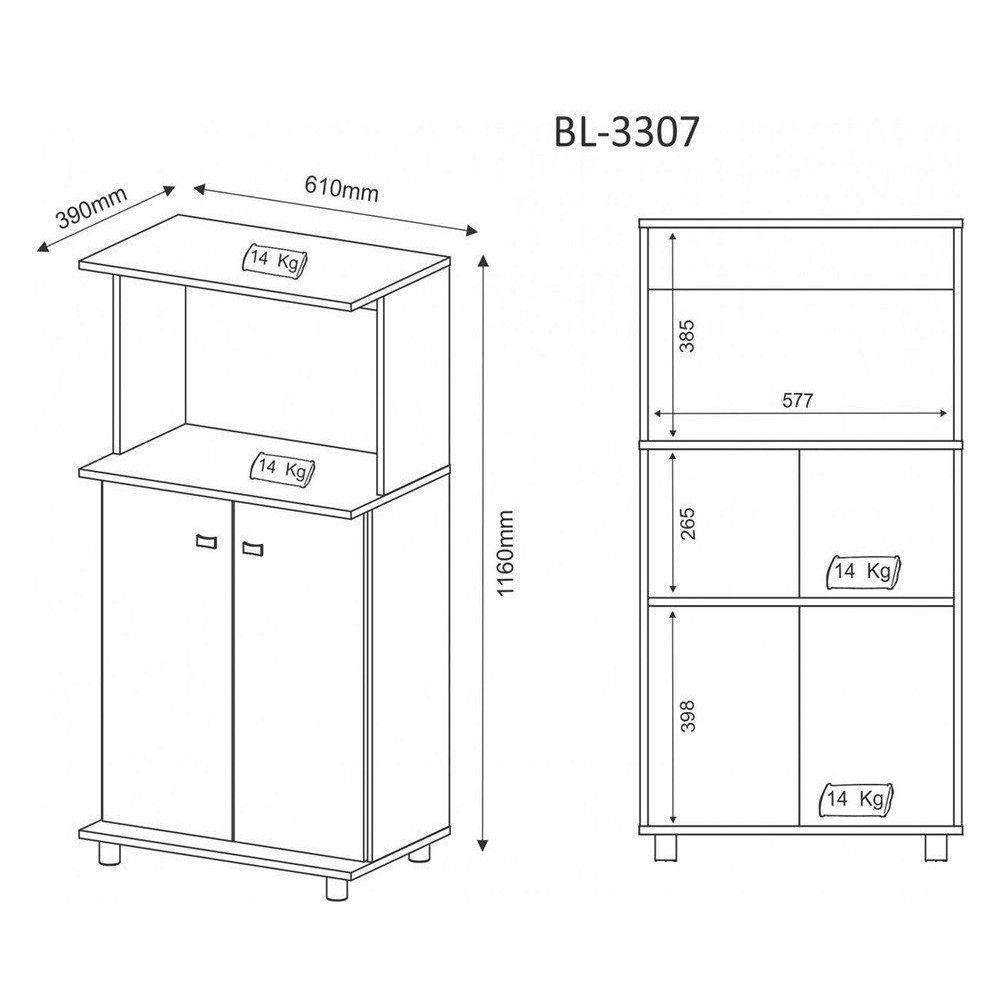 Balcão com 02 Portas Branco Tecno Mobili - 5