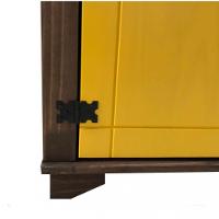 Balcão de Pia 2 Portas E 4 Gavetas com Detalhes em Amarelo de Madeira Maciça Móveis Rio Negrinho