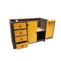 Balcão de Pia 2 Portas E 4 Gavetas com Detalhes em Amarelo de Madeira Maciça Móveis Rio Negrinho - 16