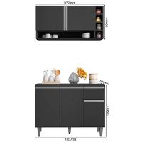 Balcão Gabinete De Cozinha E Armário Aéreo Vanessa Cinza Escuro - Desk Design - 5