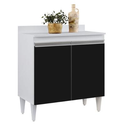 Balcão 02S Sara 80Cm Branco Preto