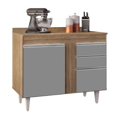 Balcão 02 Gavetas Bia Castanho Cinza 100Cm