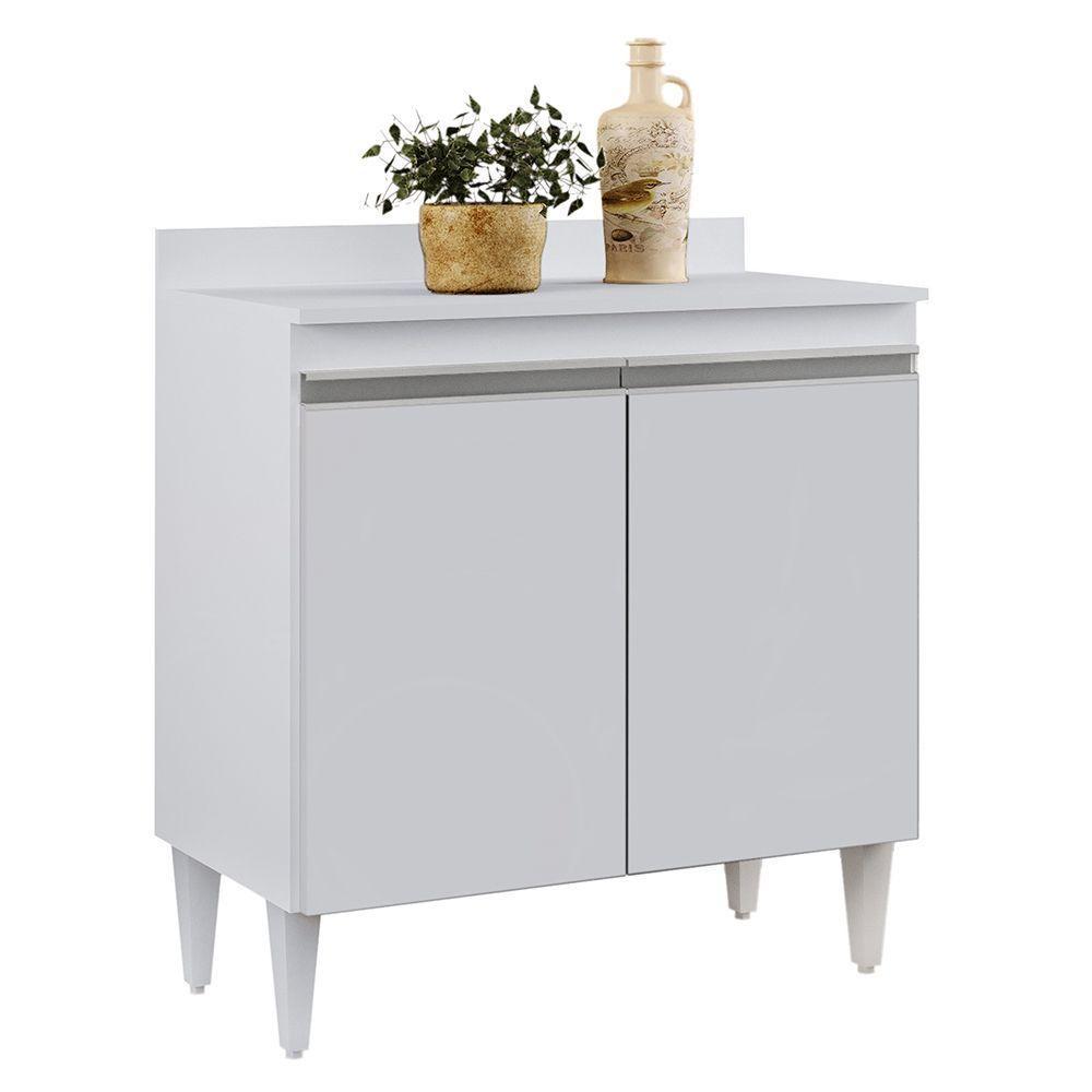 Balcão De Cozinha Com Tampo 02S Sara 80Cm Branco - 1