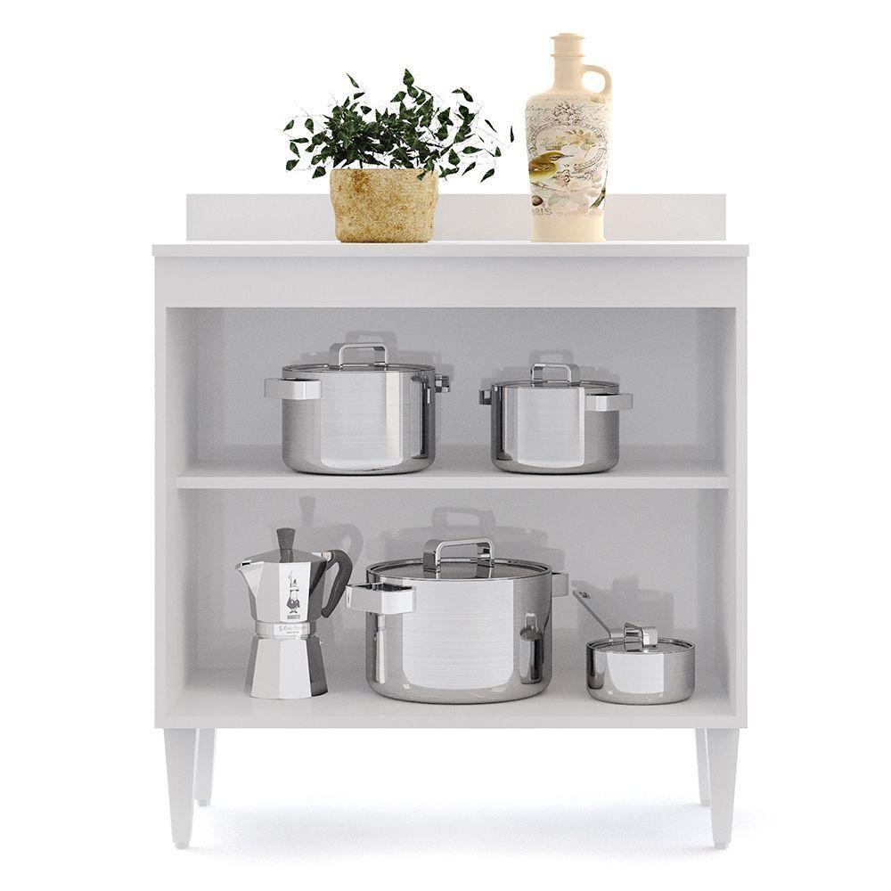 Balcão De Cozinha Com Tampo 02S Sara 80Cm Branco - 4