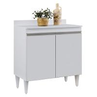 Balcão De Cozinha Com Tampo 02S Sara 80Cm Branco - 1