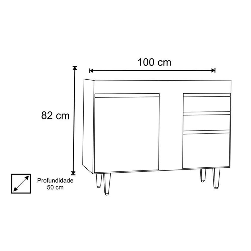 Balcão 02 Gavetas Bia Branco 100Cm - 2