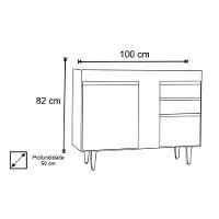 Balcão 02 Gavetas Bia Branco 100Cm - 2