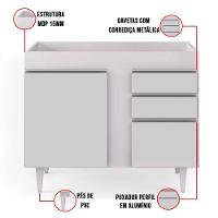 Balcão 02 Gavetas Bia Branco 100Cm - 3