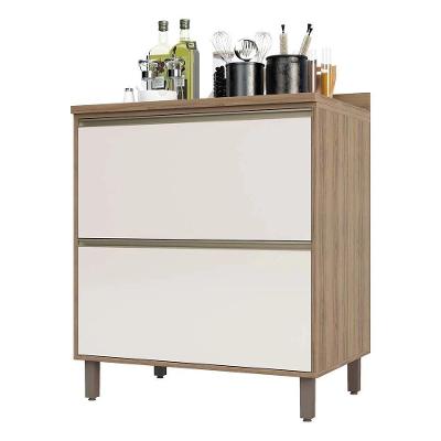 Balcão Cozinha 80 Cm 2 Gavetões Perola Off Mel Luciane Móveis