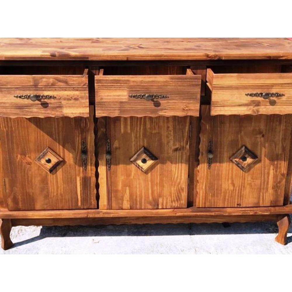 Balcão 3 Portas 3 Gavetas Pé Luís XV Móveis Rústicos Adelin - 5