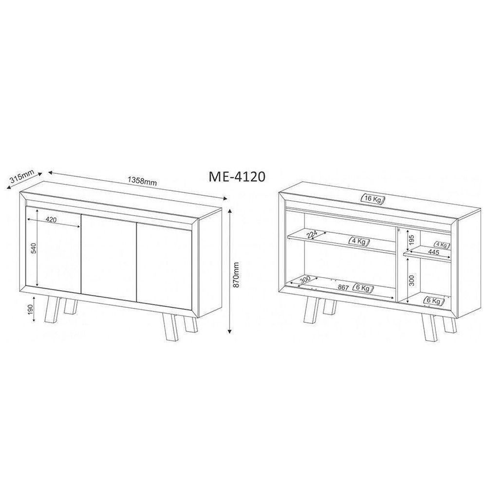 Balcão 03 Portas Me4120 Branco - Tecno Mobili - 3