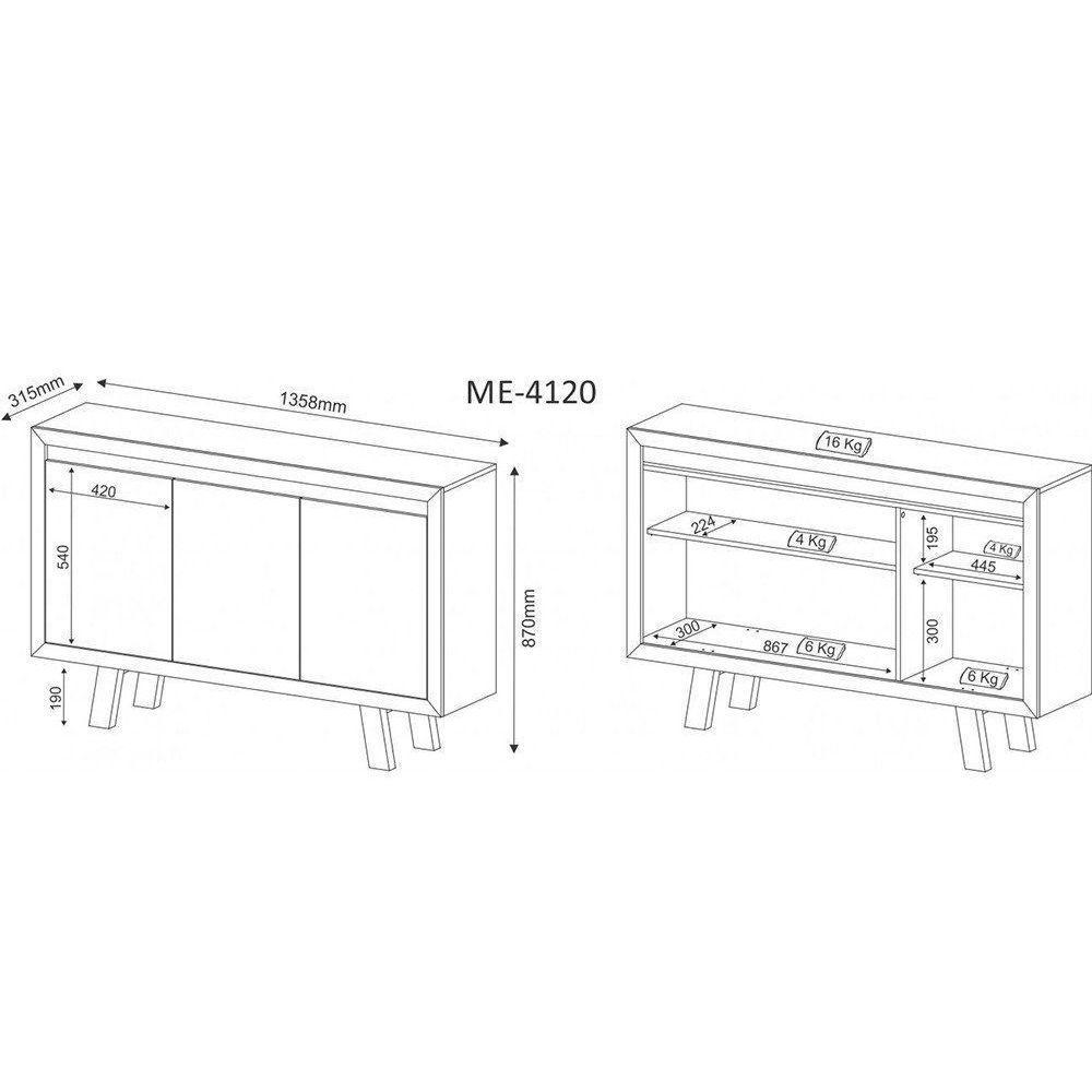 Balcão 03 Portas Me4120 Branco - Tecno Mobili - 4
