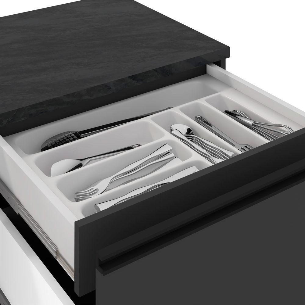 Balcão Com Tampo 120cm Com 1 Porta E 3 Gavetas Etna Cor Grafite Poliman Móveis - 2