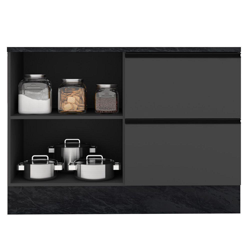 Balcão Com Tampo 120cm Com 1 Porta E 3 Gavetas Etna Cor Grafite Poliman Móveis - 4