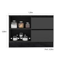 Balcão Com Tampo 120cm Com 1 Porta E 3 Gavetas Etna Cor Grafite Poliman Móveis - 3