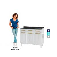 Balcão De Cozinha De Aço Triplo Telasul Diamante C/ Tampo Branco - 6