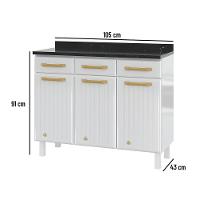 Balcão De Cozinha De Aço Triplo Telasul Diamante C/ Tampo Branco - 7