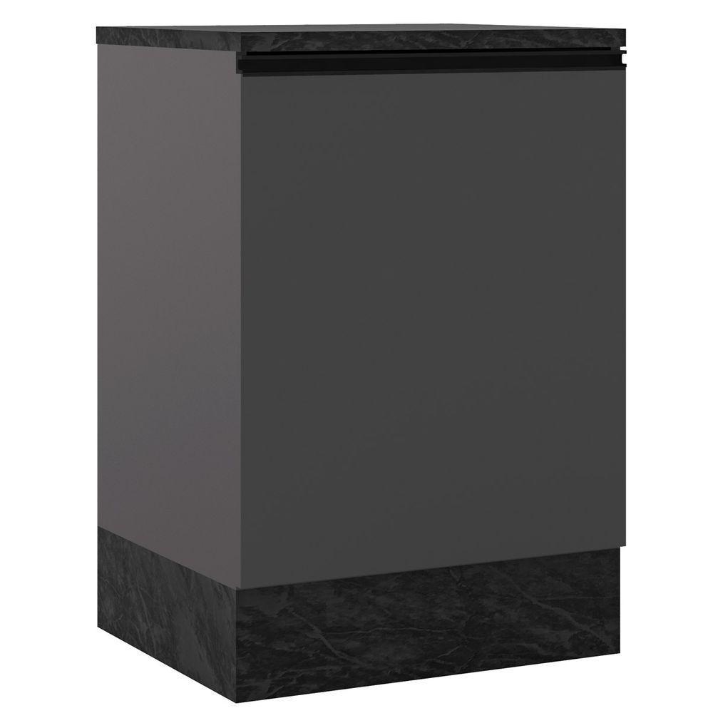 Balcão Com Tampo 0,58m Com 1 Porta Etna Cor Grafite Poliman Móveis - 1