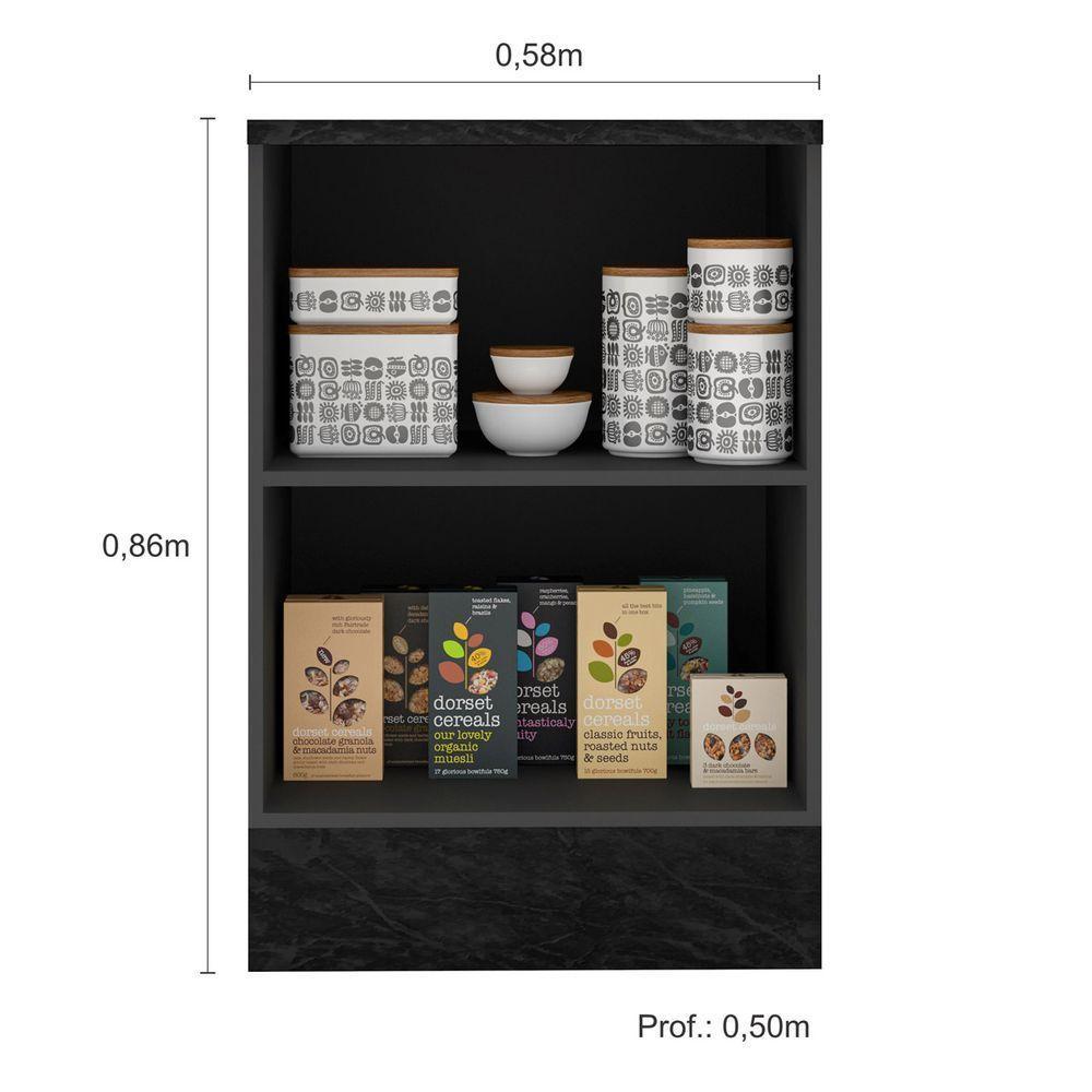 Balcão Com Tampo 0,58m Com 1 Porta Etna Cor Grafite Poliman Móveis - 3