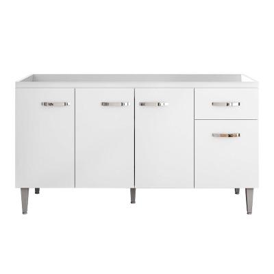 Balcão Gabinete Gabriela 150cm Sem Tampo 4 Portas Branco
