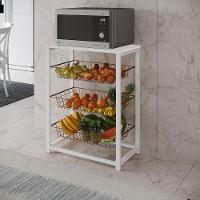 Fruteira Com Suporte Para Micro-Ondas Barcelona Aço Branco Cesto Cobre Tampo Branco - Cor: Marrom - 1