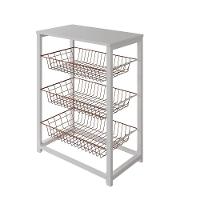 Fruteira Com Suporte Para Micro-Ondas Barcelona Aço Branco Cesto Cobre Tampo Branco - Cor: Marrom - 2