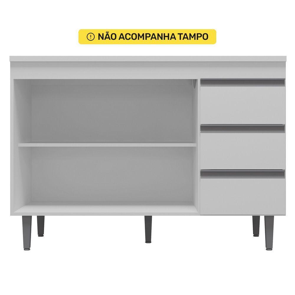 Balcão Gabinete De Pia 100cm Sem Tampo 2 Portas Branco - 2
