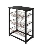 Fruteira Com Suporte Para Micro-Ondas Barcelona Aço Preto Cesto Cobre Tampo Preto - Cor: Preto - 3