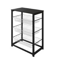 Fruteira Com Suporte Para Micro-Ondas Barcelona Aço Preto Cesto Branco Tampo Preto - Cor: Branco - 3