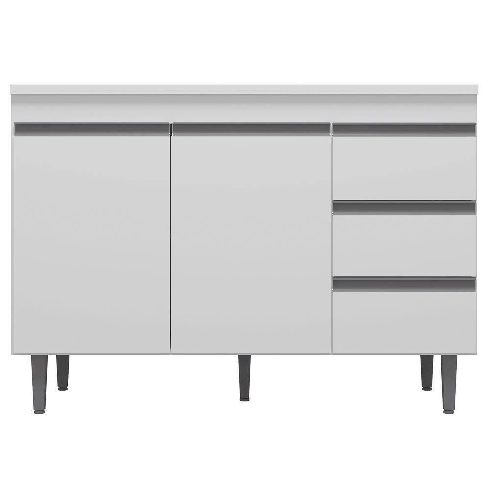Balcão Gabinete Cozinha 120cm Com Tampo 2 Portas Branco - 1
