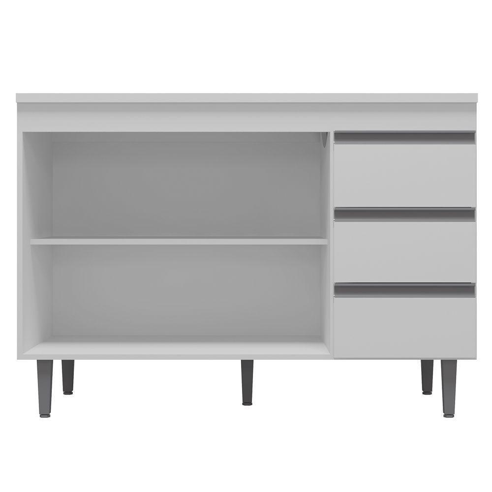 Balcão Gabinete Cozinha 120cm Com Tampo 2 Portas Branco - 2