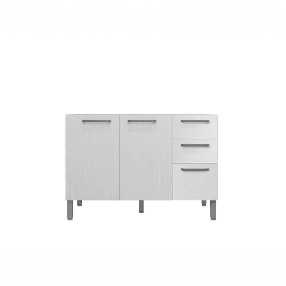 Balcão 1,2m 3 Portas 2 Gavetas Sem Tampo Mad Versalhes Branco Supremo - 2